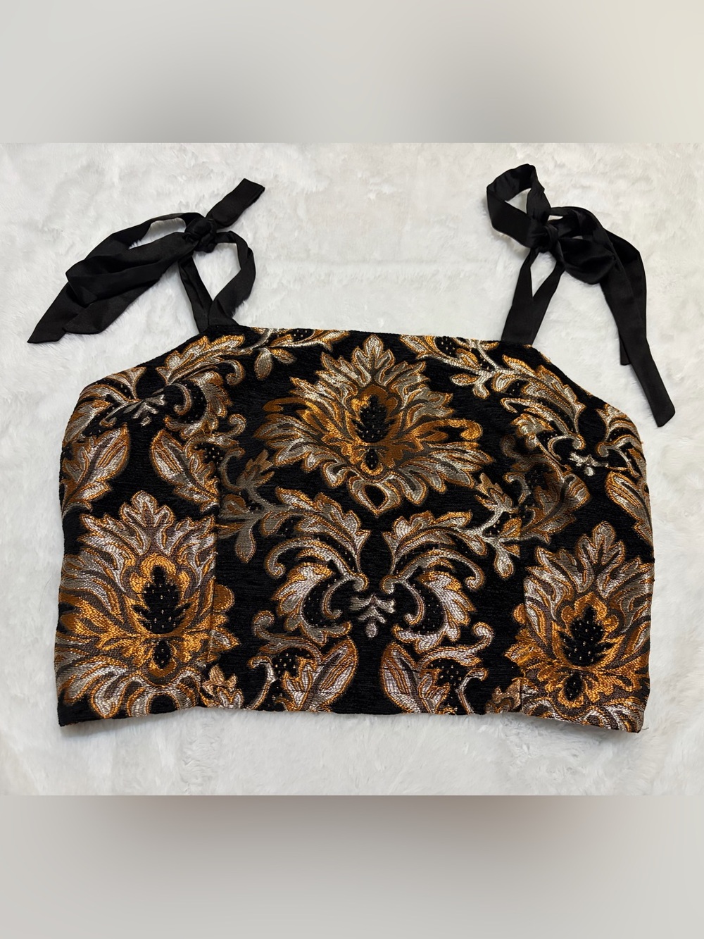 Sunday in Brooklyn Metallic Brocade Crop Top Size Small/Medium